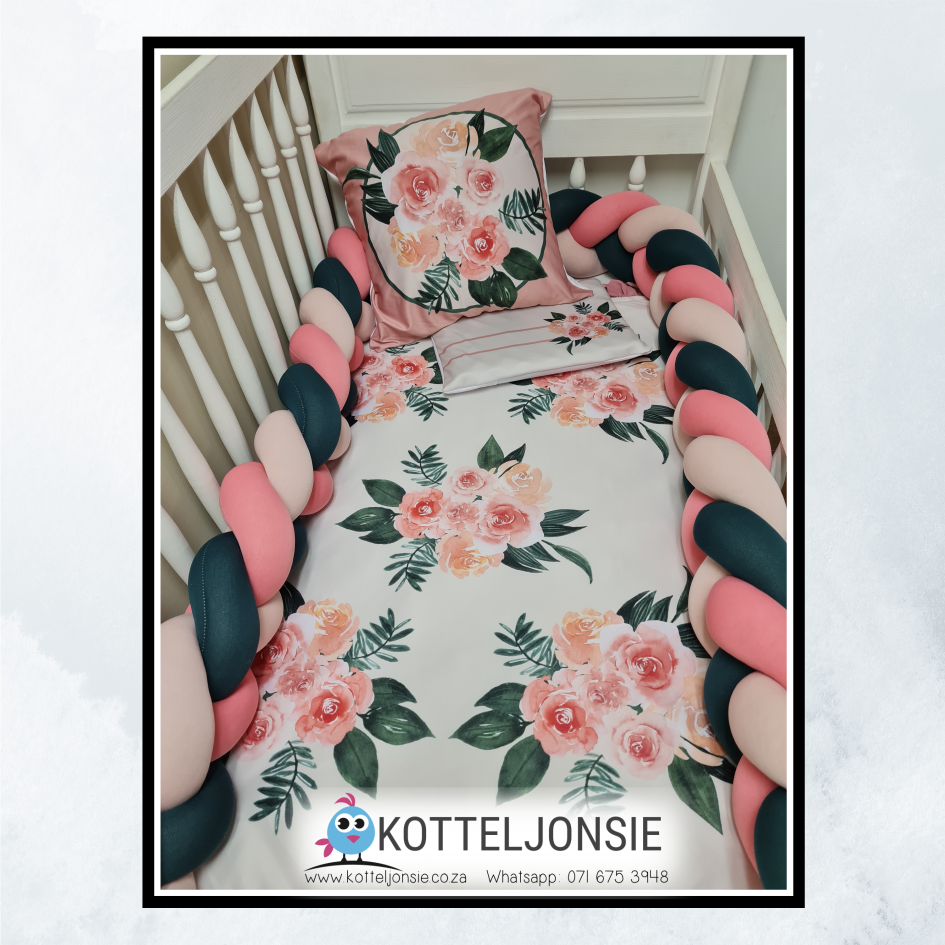 Flowers - Green & Blush - Combo options or duvet only