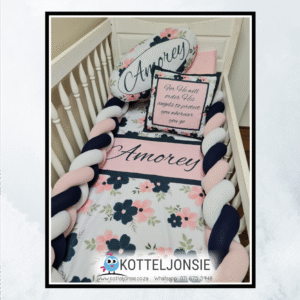 Flowers - Navy & Blush - Combo options or duvet only