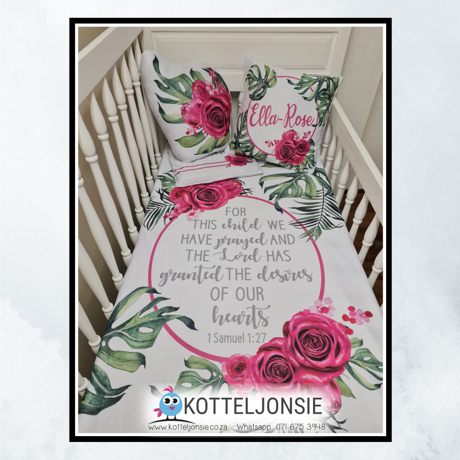 Flowers - Magenta Roses & Forrest Foliage - Combo options or duvet only